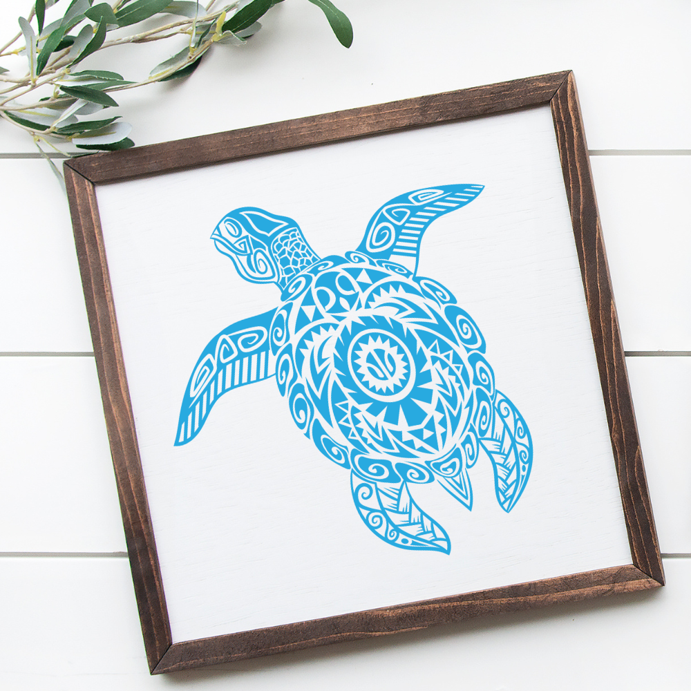 12x12 turquoise sea turtle wood sign – handcrafted island-inspired wall art by Simply Aloha On The Go