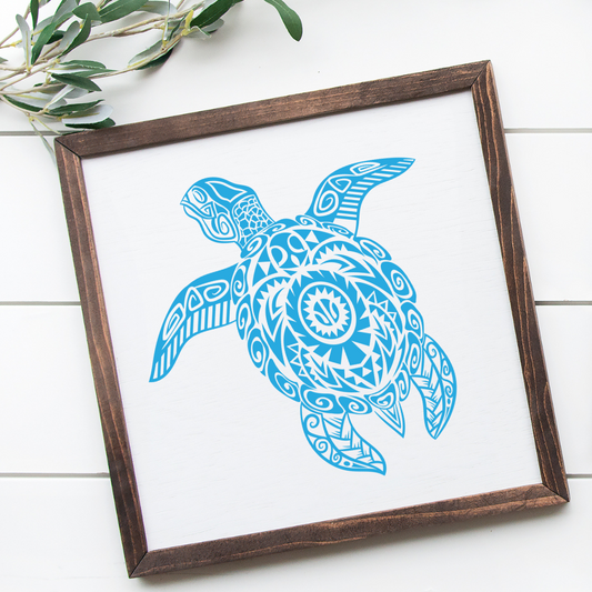 12x12 turquoise sea turtle wood sign – handcrafted island-inspired wall art by Simply Aloha On The Go