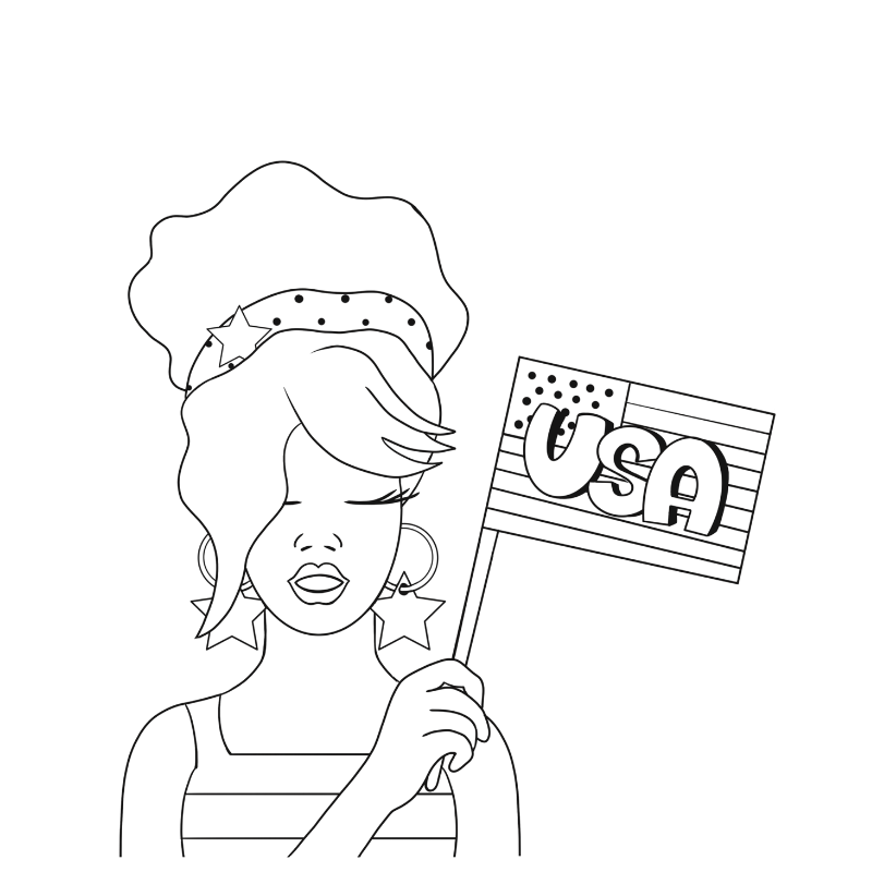 USA Lady Patriotic DIY Paint Kit tracer sheet pre-outlined woman with star headband and USA flag by Simply Aloha On The Go