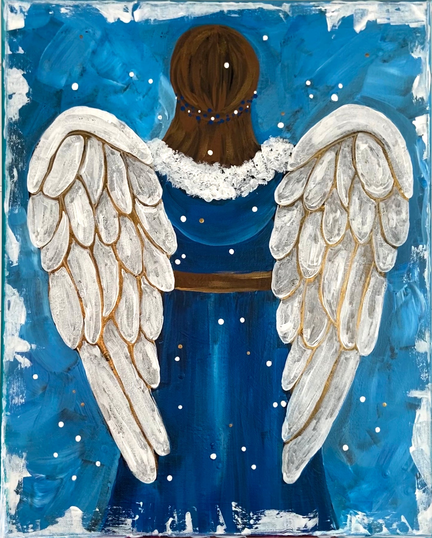 Christmas Angel DIY paint kit – blue winter angel design, 11x14 canvas art kit by Simply Aloha On The Go
