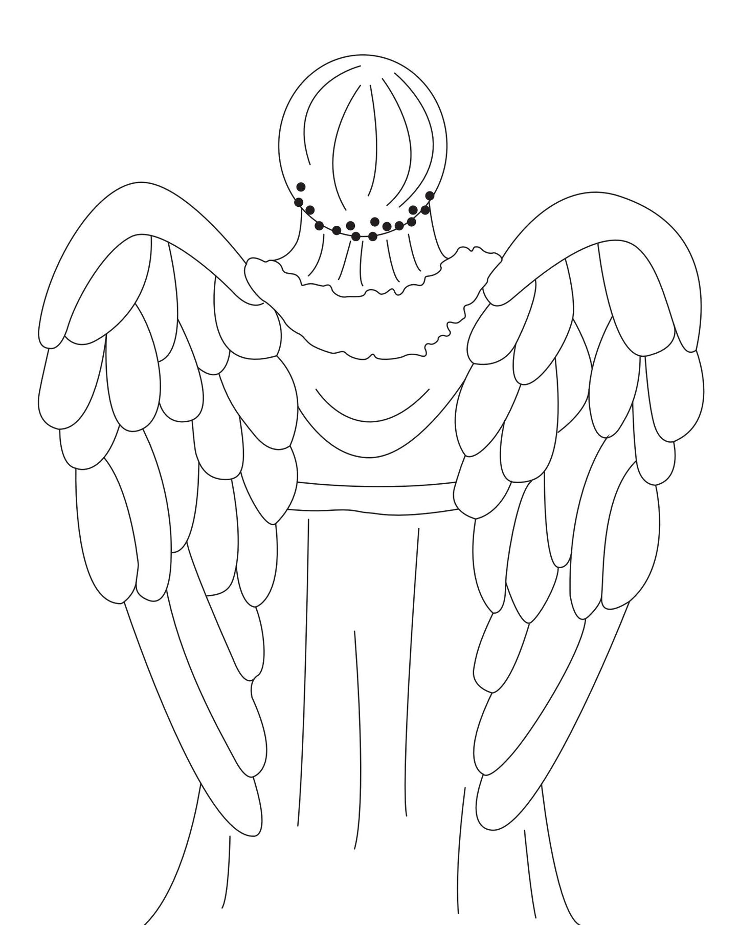 Outline of an angel with wings on a white background